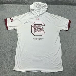 Under Armour Womens Medium Carolina Gamecocks Basketball White S/S Hooded Shirt